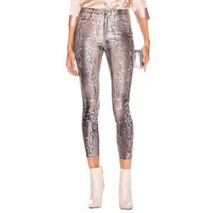 L'AGENCE Margot High Rise Skinny Jean Petal Snake Skin Crackle Foil Women's 27